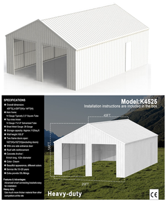 lot 9 image: K4525 Unused 45FTx25FT  Double Garage  Steel Barn Shed