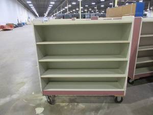 lot 629 image: WOODEN ROLLING WAREHOUSE CARTS