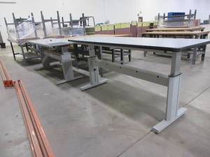 lot 617 image: BOSTON HEIGHT ADJUSTABLE TABLES