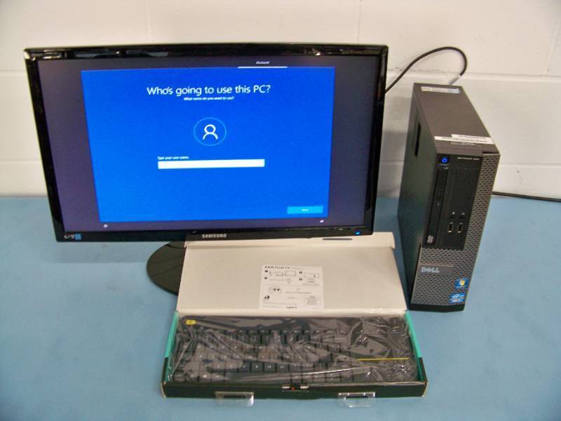 lot 38 image: Dell Optiplex 390 Desktop Tower PC, Samsung Monitor and Logitech KeyboardMouse Combo