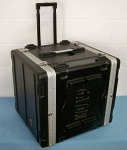 lot 73 image: Gator Hard-Sided Case Case with Power Strip, Rack Rail, Telescoping Handle and Wheels