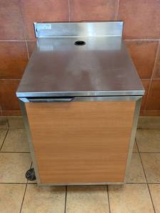 lot 41 image: DUKES COMMERCIAL STAINLESS STEEL PREP TABLE WITH CABINETS