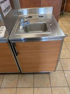 lot 44 image: DUKES COMMERCIAL STAINLESS STEEL SINK WITH CABINET