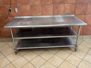 lot 47 image: DUKES STAINLESS STEEL 3-TIER PREP TABLE