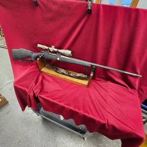 lot 90 image: Weatherby MK 5, Beautiful 338-378 Weatherby Stainless Fluted, Threaded Muzzleloader, Nikon Titanium