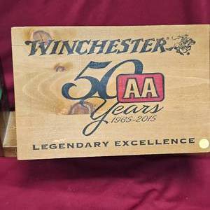 lot 63 image: Winchester 50 Year Anniversary Wooden Dove Tail Crate
