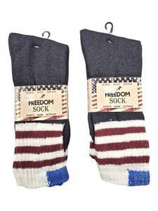 lot 34 image: Freedom Sock  2 packages  Mens Blue 10-13 Crew Work Socks - 2 Pair