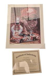 lot 47 image: NASCAR  Ben Roached Autographed  #20 The Home Depot  The Fire & the Fury lithograph