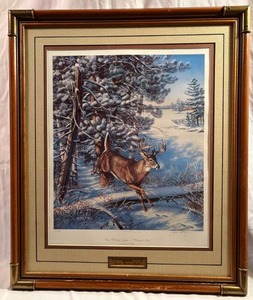 lot 9 image: 1988-89 Youth Hockey Framed Print by James Meger Fast Moving Game - Whitetail Deer