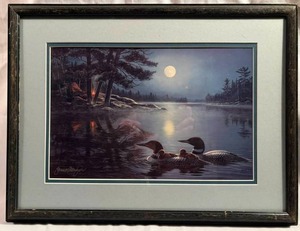 lot 11 image: James Meger Framed Print of Loons