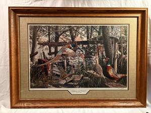 lot 14 image: Ken Zylla Framed Print Fieldstone and Pheasants