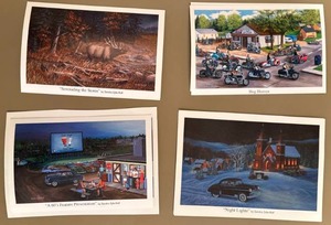 lot 41 image: Lot of 4 different postcard sized prints by Sandra Zylla-Rolf