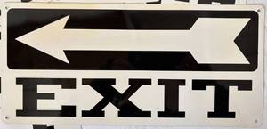 lot 110 image: Set of 5 Metal EXIT Signs with Arrow pointing to left