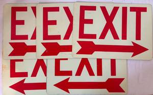 lot 112 image: 5 Metal EXIT Signs with arrows