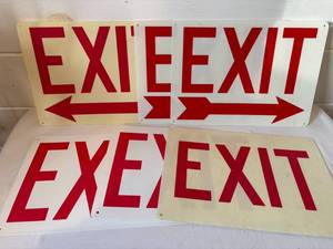 lot 113 image: 6 Plastic EXIT Signs with and without arrows