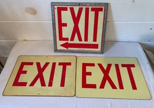 lot 119 image: 3 Metal EXIT Signs