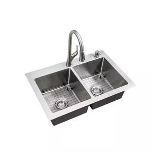 lot 11 image: Dolancourt 33 18G Double Sink w Faucet