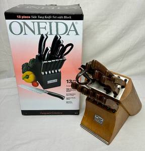 lot 63 image: Chicago Cutlery Insignia Steel 13- Piece Kitchen Knife Block Set and Oneida 13 pc Knife Set with Block