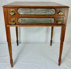 lot 62 image: Antique Spool Cabinet with 2 Drawers