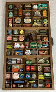 lot 16 image: Vintage Wood Printers Letter Tray Display #2 Filled with Years of Memorabilia