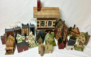 lot 53 image: Primitive Wooden Village Houses - 21 pieces