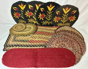 lot 55 image: Braided Textile Home Collection - Table Runners, Seat Covers, Placemats, and Trivet