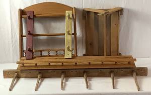 lot 22 image: Bundle of Wood Shelves, CoatHat Racks and Wood Beer Caddy