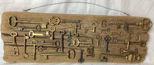 lot 85 image: Collection of Antique Skeleton Keys - Displayed on Barn Wood