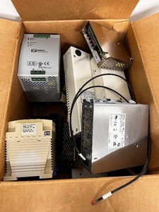 lot 97 image: Box of Assorted Obsolete Power Supplies and Solder Tips