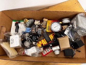 lot 113 image: Box of Assorted Industrial Electrical and Pressure Components