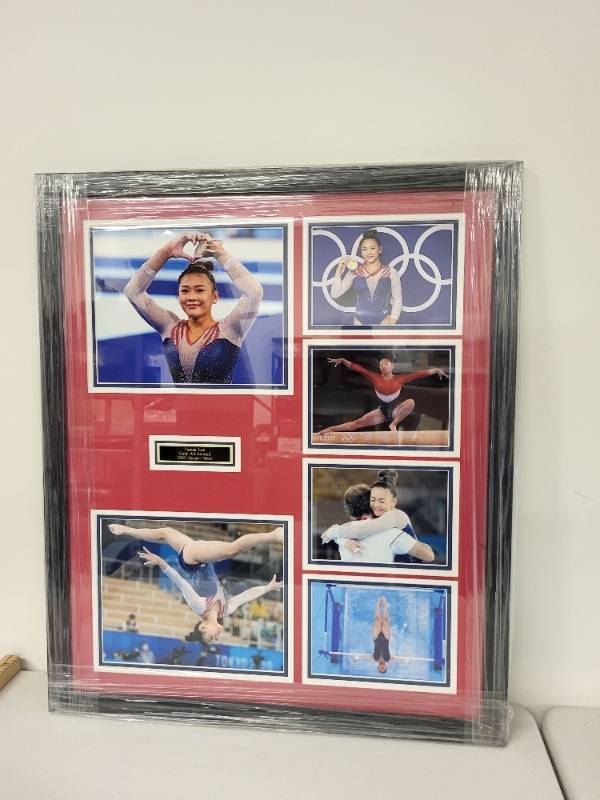 lot 23S image: Framed Sunisa Lee Gold Medal 2020 Olympic Games Gymnastics Photo Collage