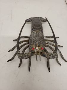 lot 18P image: Vintage Brass Lobster Figure with Red Eyes