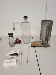 lot 35P image: Assorted Vintage Laboratory Glassware and Anheuser-Busch Collectibles