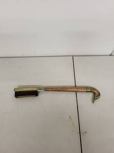 lot 64P image: Vintage Brass and Wood Shoe Brush with Duck Head Handle