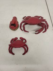 lot 72P image: Set of 3 Red Cast Iron Crab and Lobster Bottle Openers