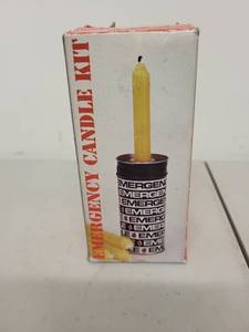 lot 79P image: Emergency Candle Kit with Metal Container and Coleman Keychain Lantern