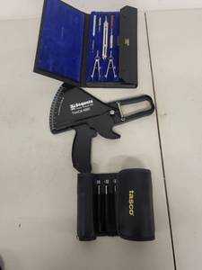 lot 85P image: Charvoz Drafting Tool Set, Sequoia TrimCal 4000, and Tasco Caliber Sizing Gauge Set