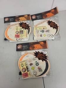 lot 95P image: Lot of 3 Mongoose BMX Variety Packs with Stickers, Tattoos, Number Plates, and Valve Caps