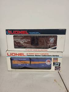 lot 107P image: Lionel O Gauge Boxcars in Original Boxes - Pennsylvania and Baltimore & Ohio