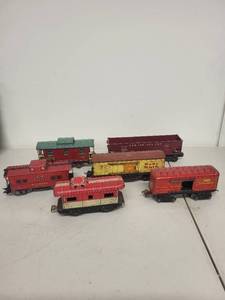 lot 109P image: Collection of 6 Vintage Lionel Tin Train Cars Assorted Styles