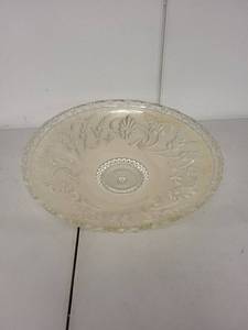 lot 114P image: Vintage Clear Glass Embossed Floral Serving Platter, 14 Inch