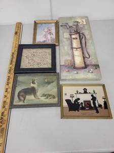 lot 125P image: Collection of 5 Framed Vintage Artwork and Prints