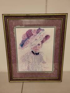 lot 129P image: Framed Print of Victorian Lady by Bettie Hebert-Zelden 19x23 Inches