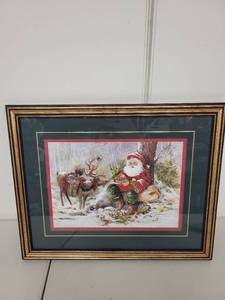 lot 131P image: Framed Home Interiors Santa Claus Winter Scene Print