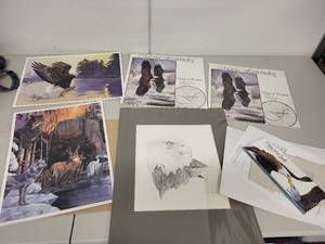 lot 132P image: Wildlife Art Print Collection featuring Eagles by Mario Fernandez and Glen Loates