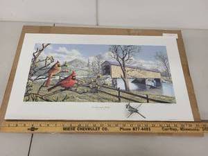 lot 133P image: Signed Frank Mittelstadt Print The Old Clarence Bridge Cardinals