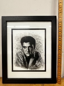 lot 2CL image: Framed Elvis Presley Print Signed by Lee