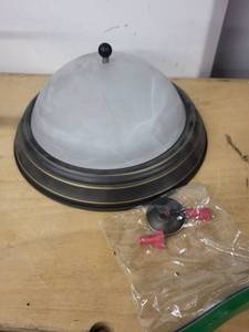 lot 4AW image: Ceiling Mount Glass Dome Light Fixture with Hardware