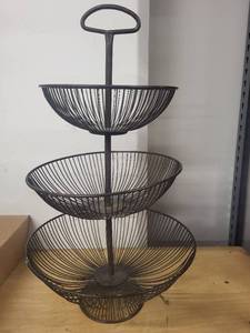 lot 68 image: Three-Tier Metal Wire Basket Stand