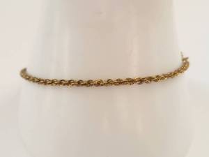 lot 9Q image: Gold-Tone Sterling Silver Rope Chain Bracelet